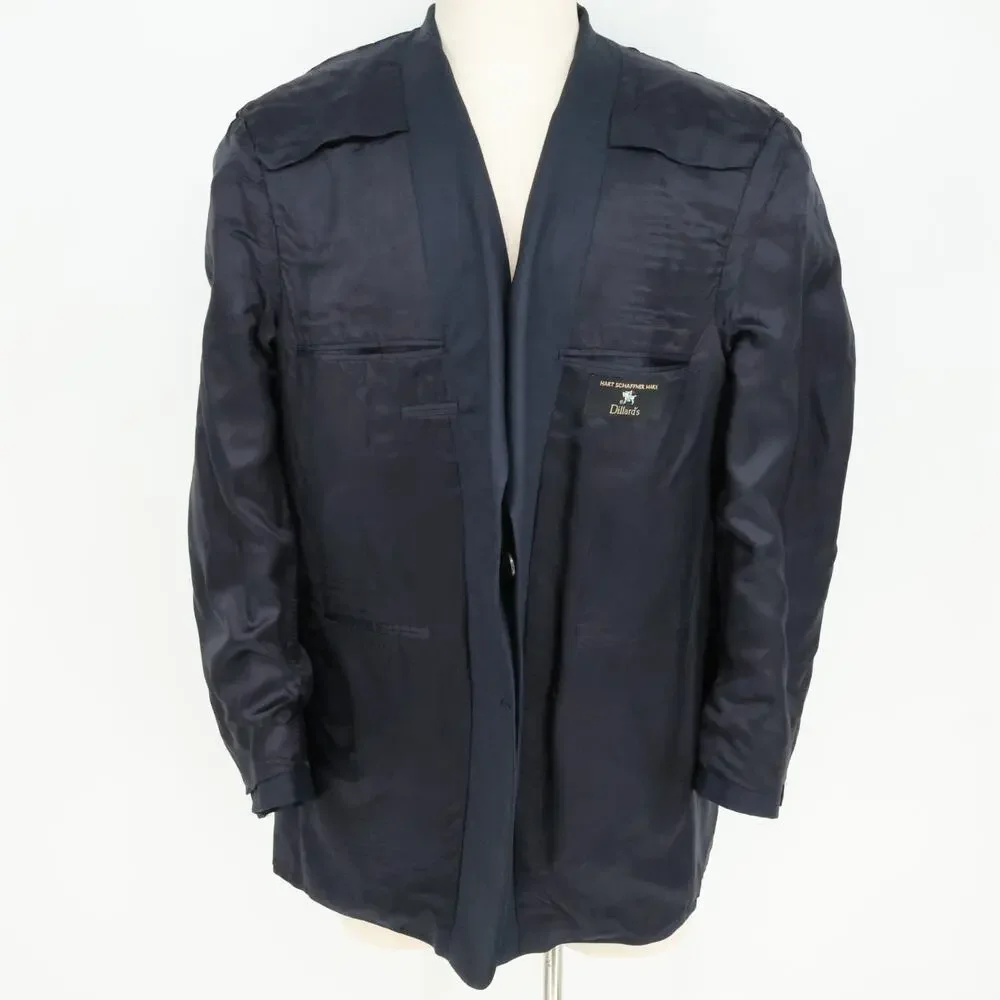 Hart Schaffner Marx Sport Coat Mens 46R Blue Plaid Wool Jacket Lined Career - Picture 12 of 16